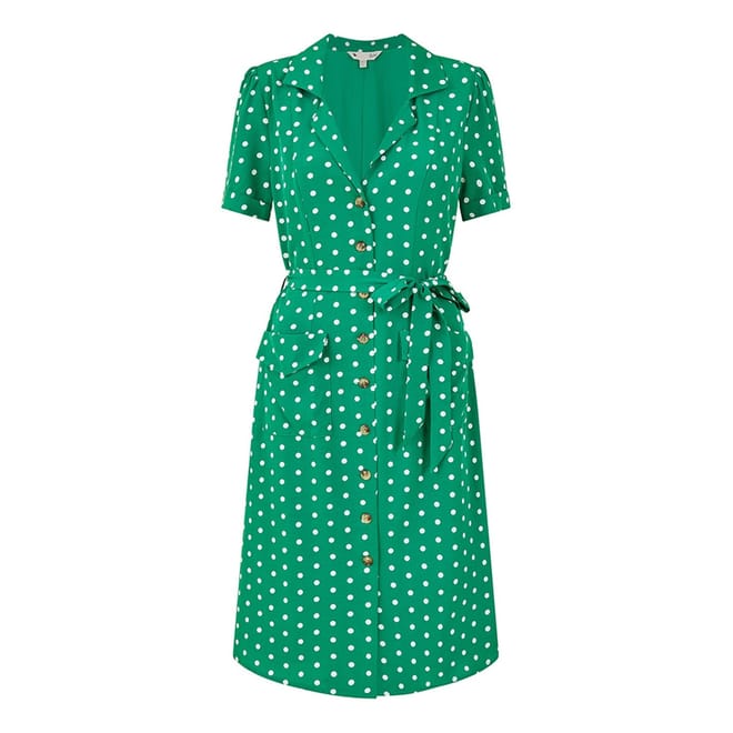 Retro Collared Neck Knee Length Shirtdress
