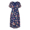 Green Floral V-Neck Wrap Midi Dress