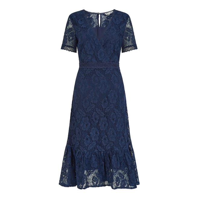 V-Neck Midi Skater Lace Dress