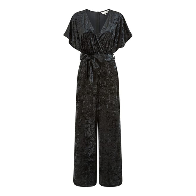 Velvet Wrap Kimono Sleeve Jumpsuit