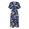Navy Floral V-Neck Midi Wrap Dress