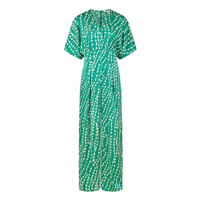 Abstract Print V-Neck Kimono Jumpsuit