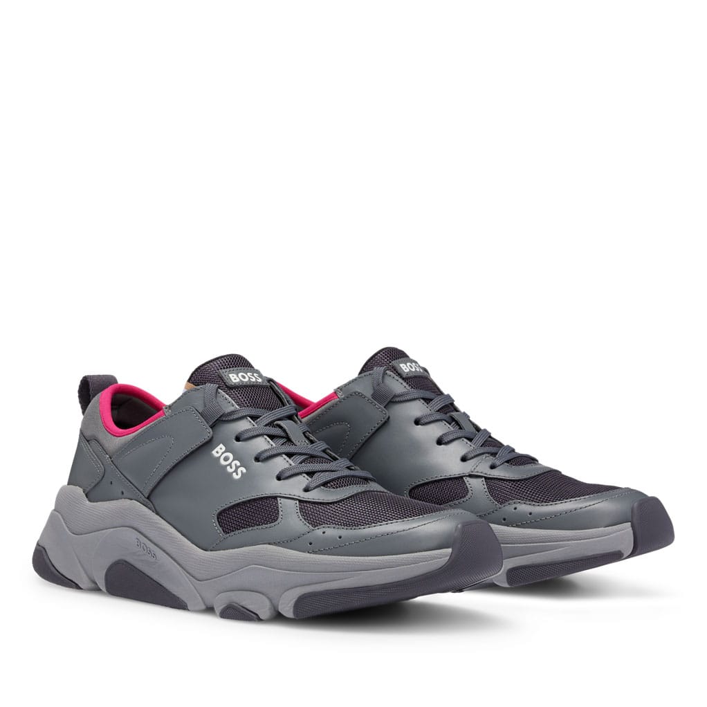 Grey Boss Mens Asher Running Trainers - Get The Label