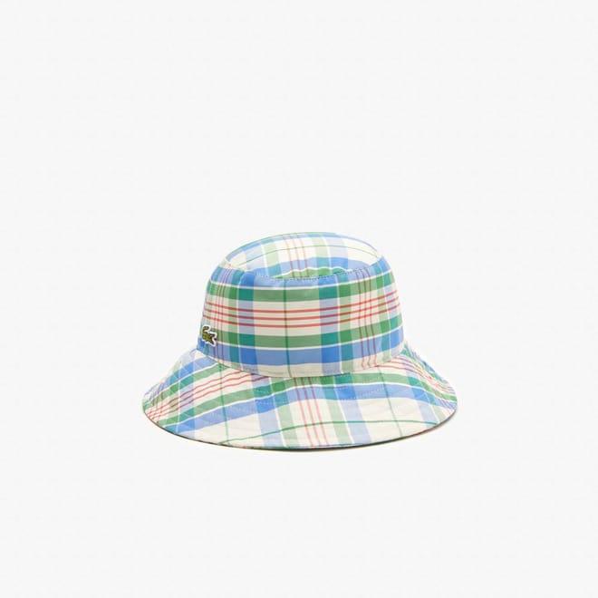 Cotton Blend Checked Bucket Hat