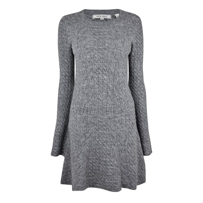 Cable Crew Neck Mini Sweater Dress