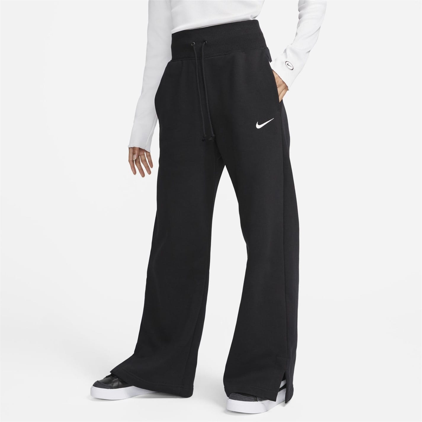 Black Nike Womens Sportswear Phoenix Fleece High Waisted Wide Leg Sweatpants Get The Label