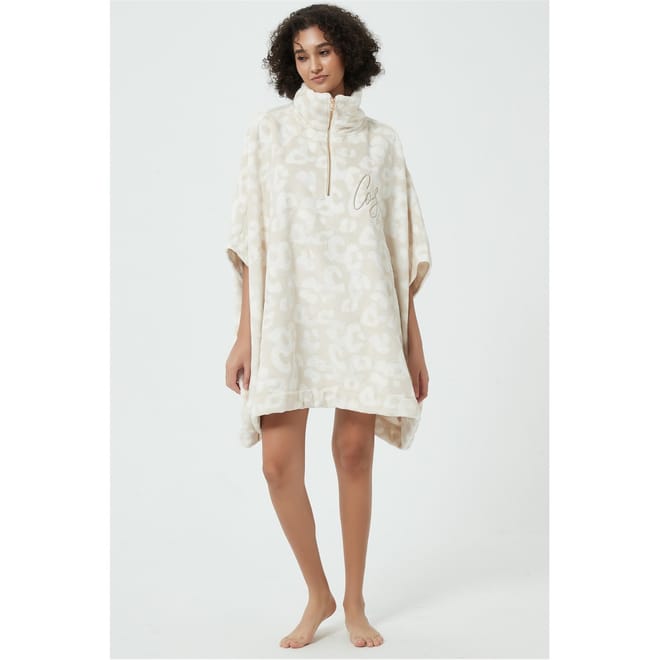 Leopard Snuggle Funnel Neck Poncho