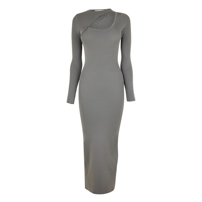 Slash Crew Neck Midi Bodycon Dress