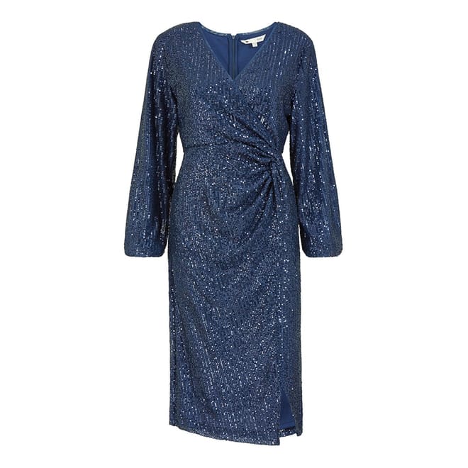 Sequin V-Neck Midi Wrap Dress