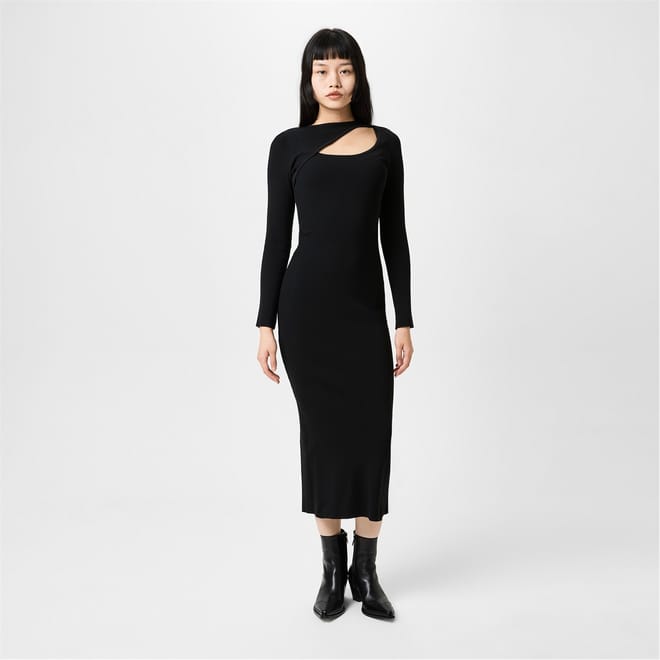Slash Crew Neck Midi Bodycon Dress