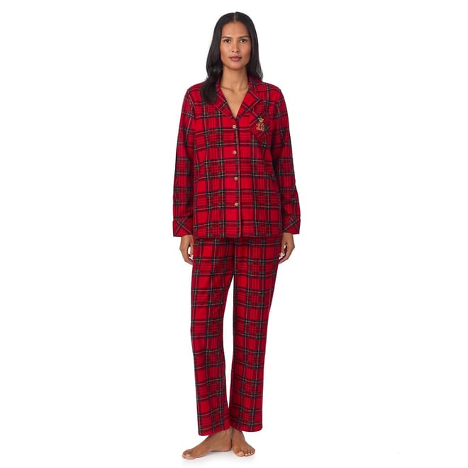 Fleece Notched Neck Pyjama Set