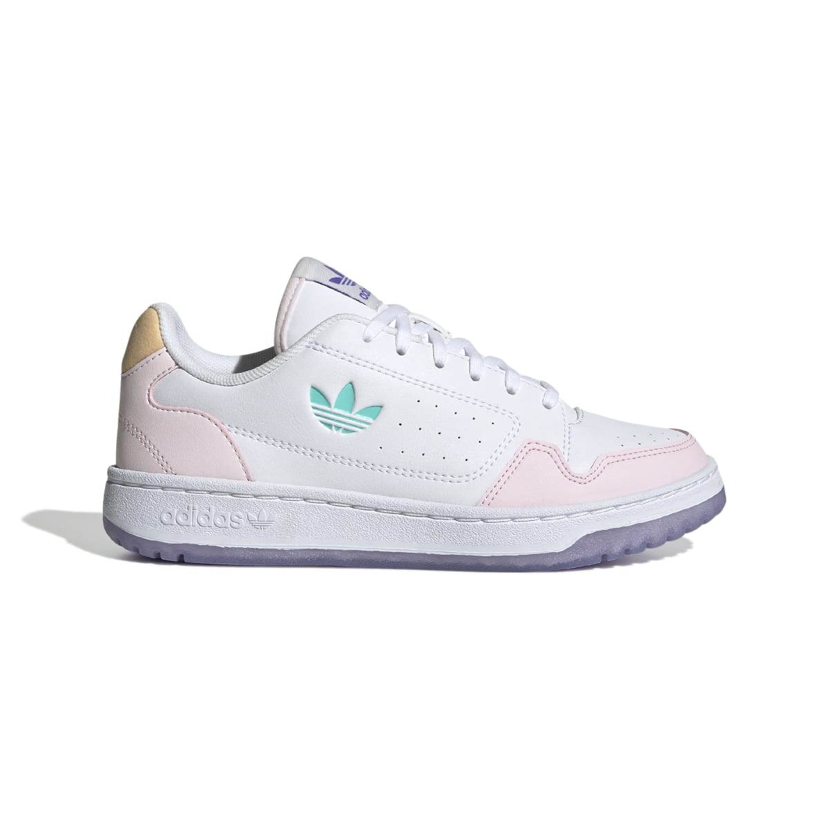 White purple adidas Originals Juniors NY 90 Trainers - Get