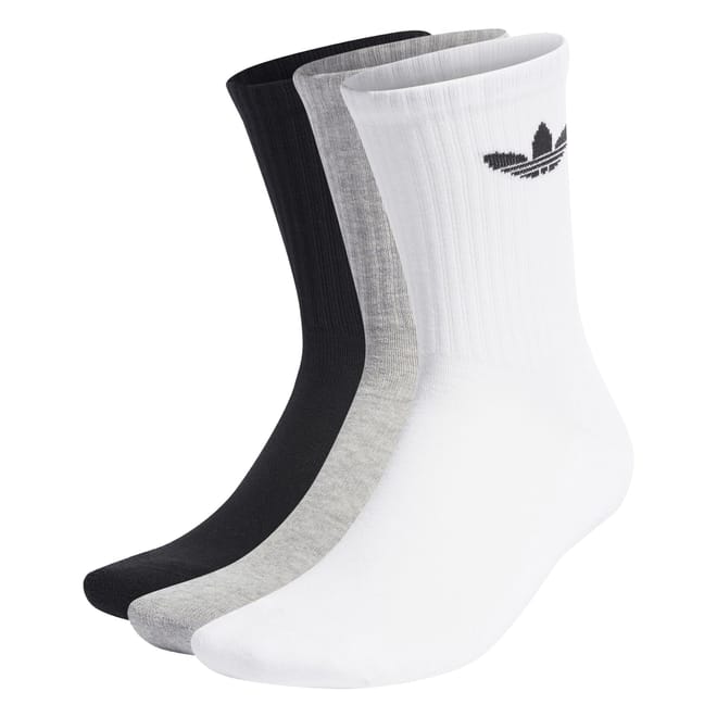 Mens Cushioned Trefoil Mid-Cut Crew Socks 3-Pack