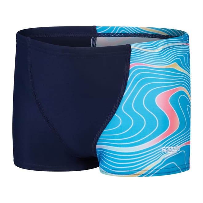 V-Cut Geometric Patterned Swim Short