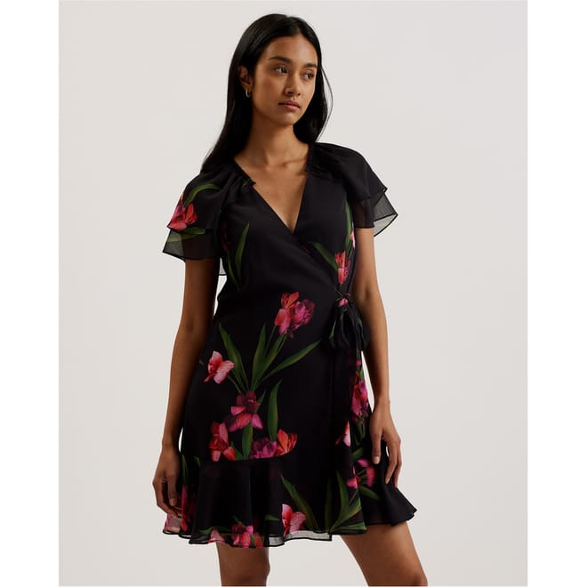 Fasnia V-Neck Knee Length Wrap Dress