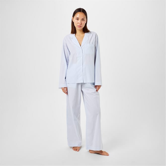 Notched Neck Long Sleeve Pyjama Set