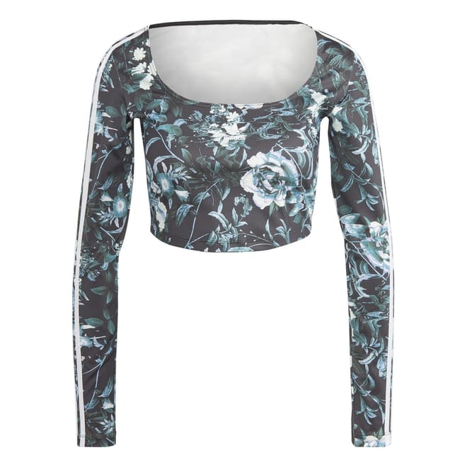 Flwr Scoop Neck Cropped Slim Fit Blouse