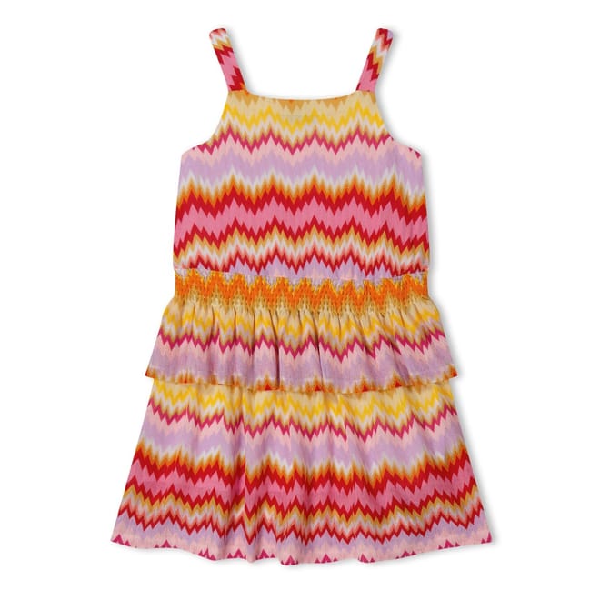 Zigzag Square Neck Midi Tiered Dress