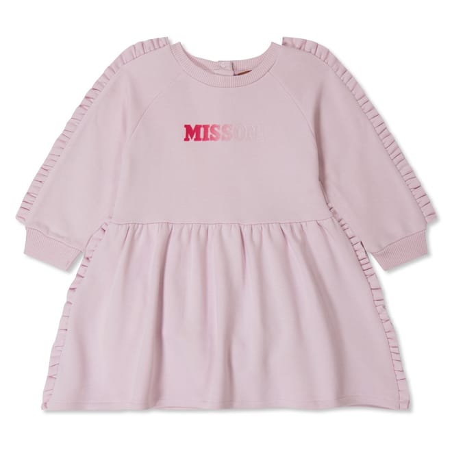 Logo Crew Neck Knee Length Jersey Dress