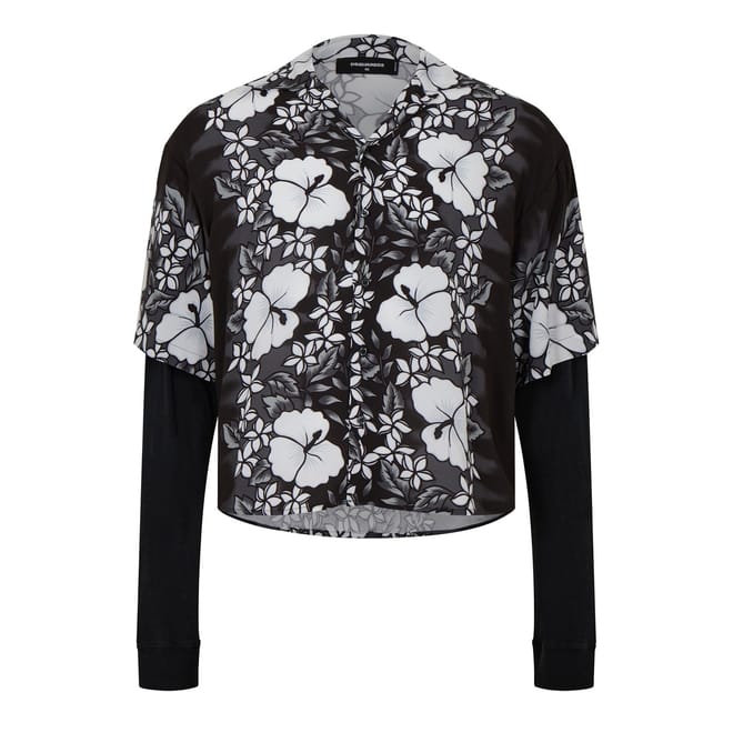 Floral Cropped Bowling Shirt