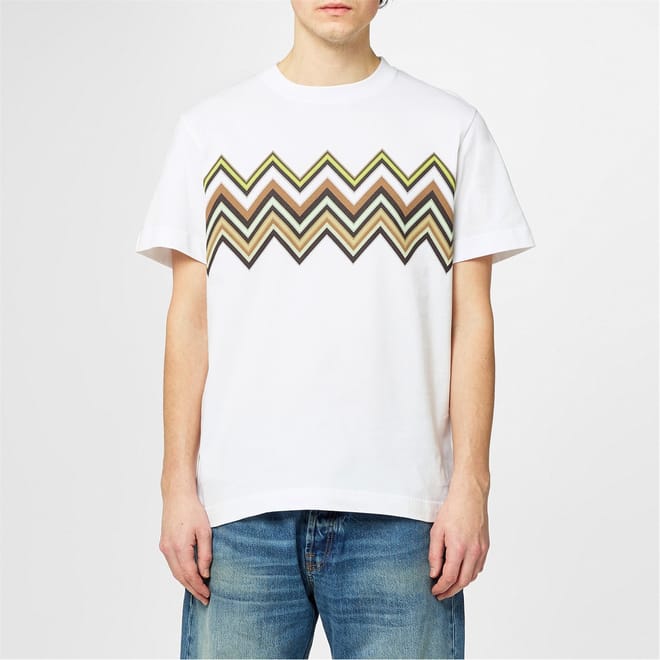 Zigzag Print Cotton T-Shirt