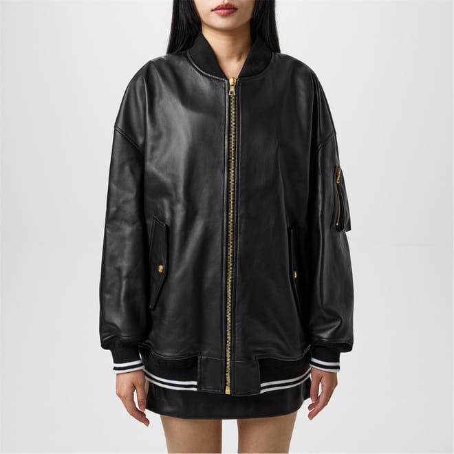 College Leather Bomber Jacket