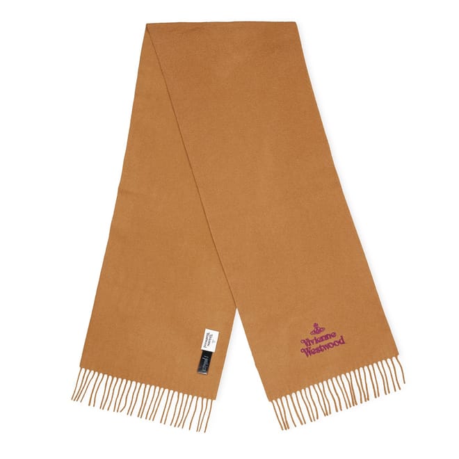 Logo Embroidered Wool Scarf