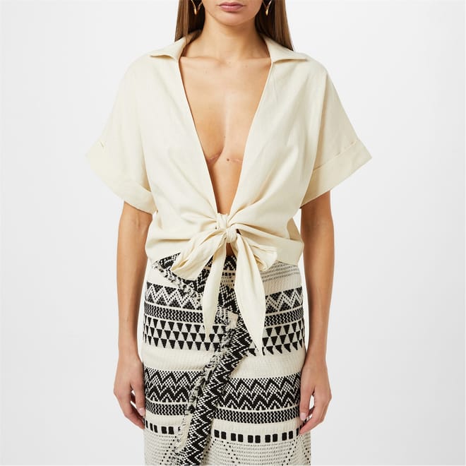 Cropped Plunging Neck Regular Fit T-Shirt