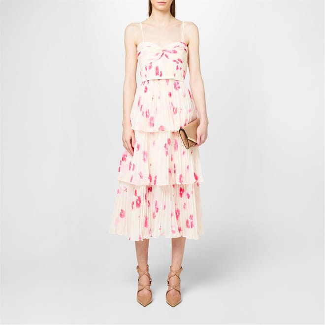 Printed Tiered Midi Dress