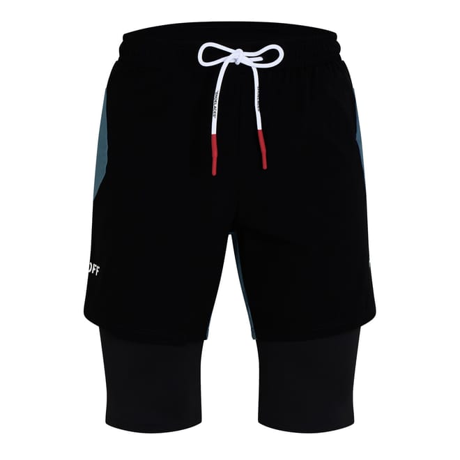 Color Block Curved Hem Athletic Shorts