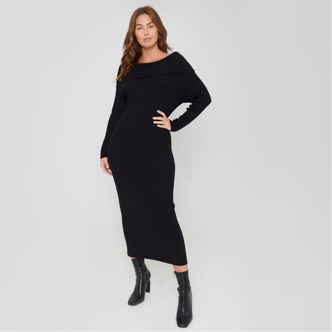 You Off-The-Shoulder Midi Sweater Dress