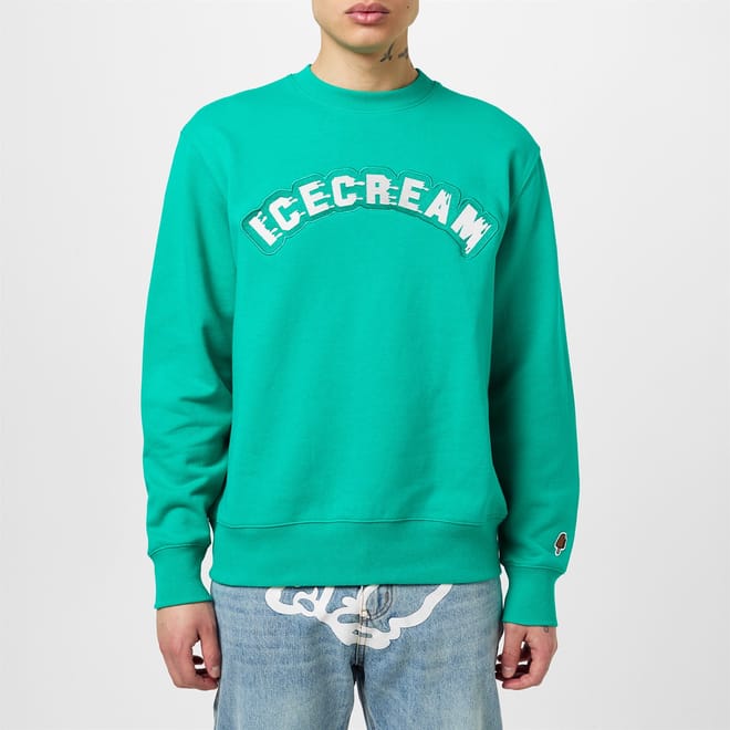Drippy Lettering Crew Neck Sweatshirt