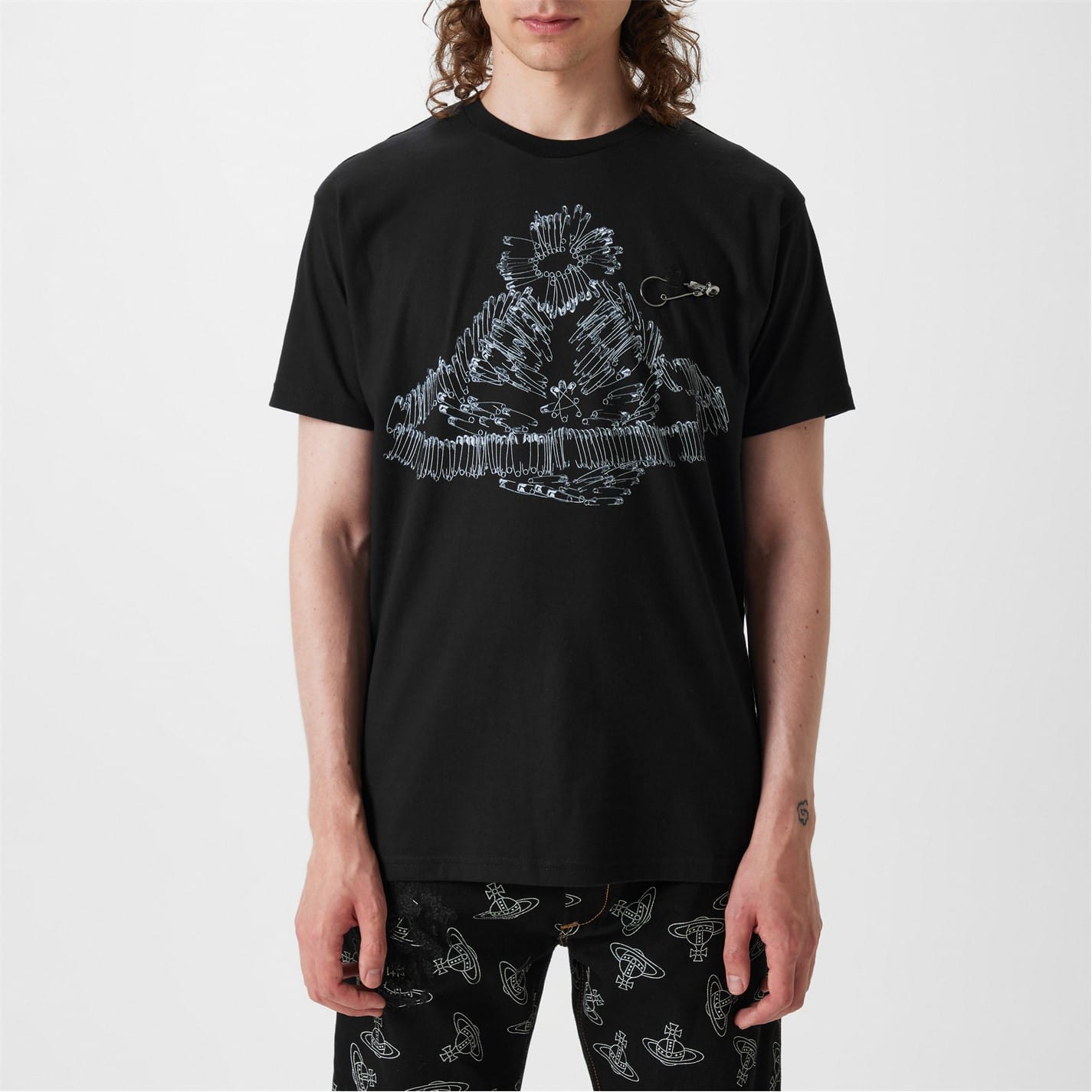Black Vivienne Westwood Safety Pin Orb Classic T-Shirt - Get