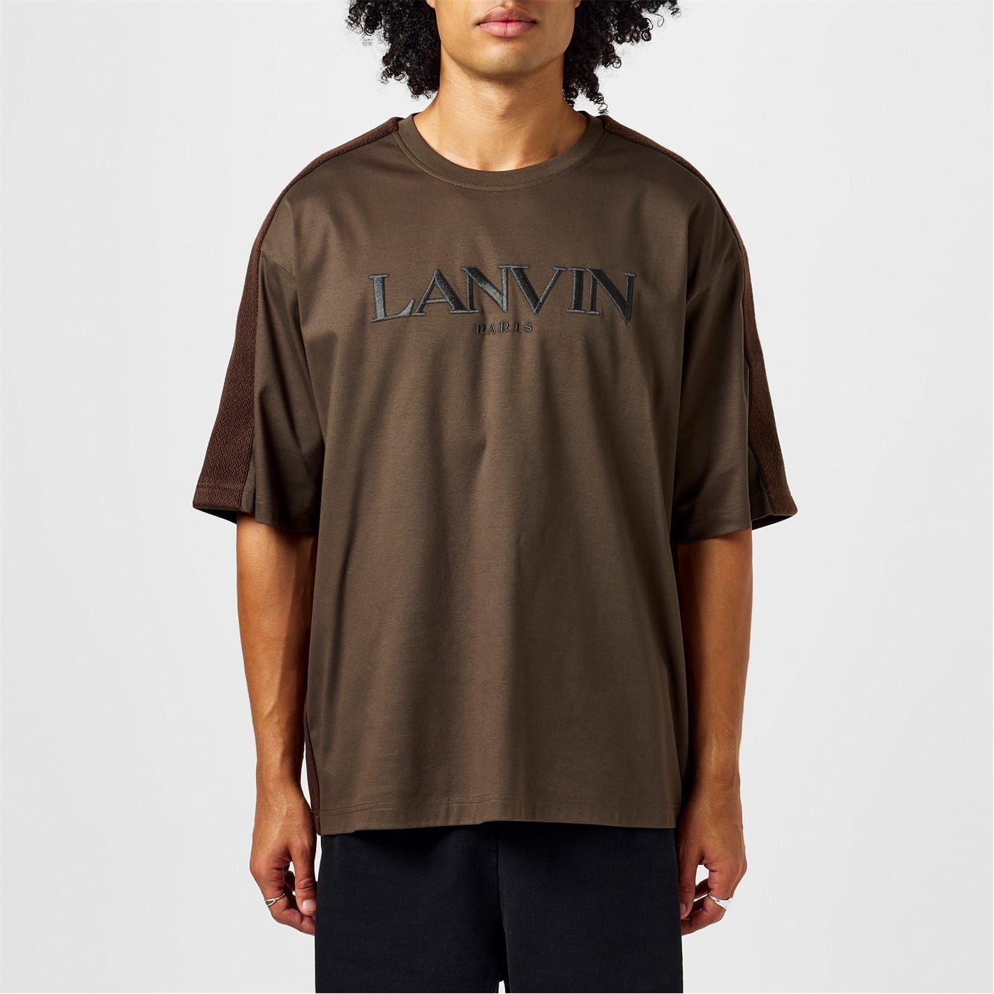 Brown Lanvin Embroidered Curb Trimmed T-Shirt - Get The Label