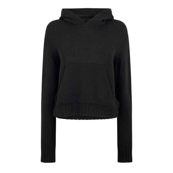 Knit Cropped Hooded Sweatshirt