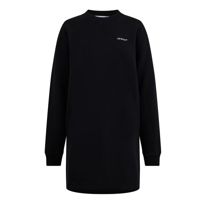Floral Embroidered Crew Neck Knee Length Sweatshirt Dress