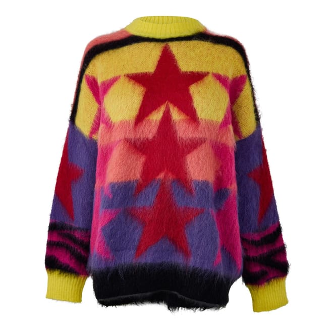 Stars Print Oversize Crew Neck Sweater
