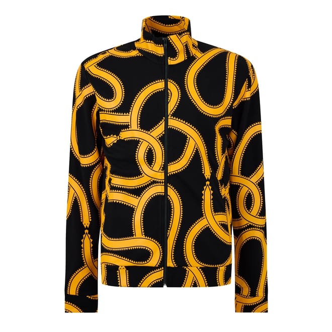 Snake Patterned Mock Neck Track Jacket