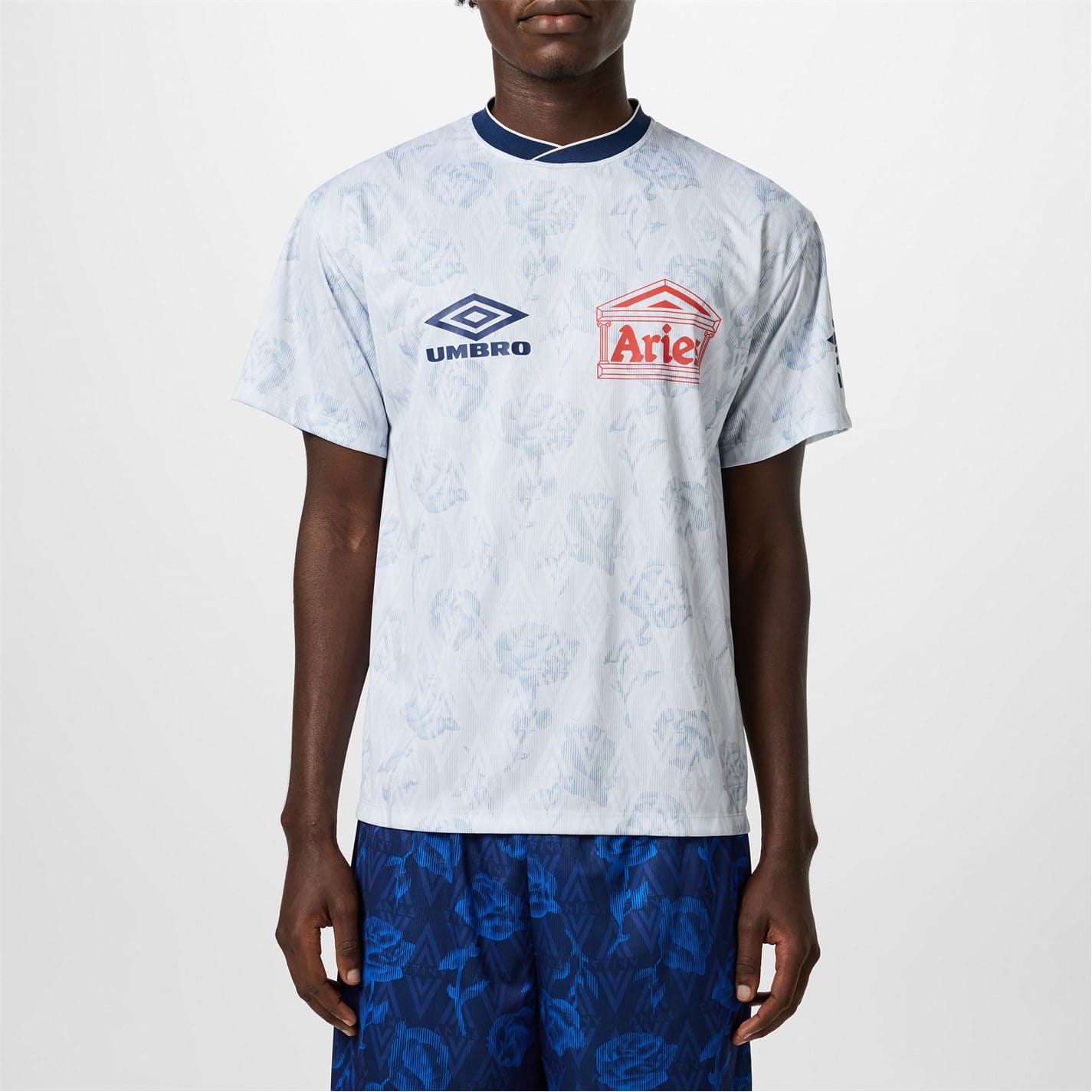 White Aries X Umbro Roses Short Sleeve Football Shirt - Get