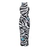 Zebra Halter Neck Maxi Slip Dress
