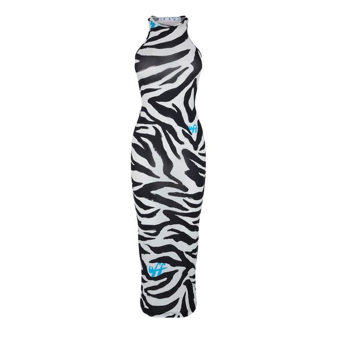 Zebra Halter Neck Maxi Slip Dress