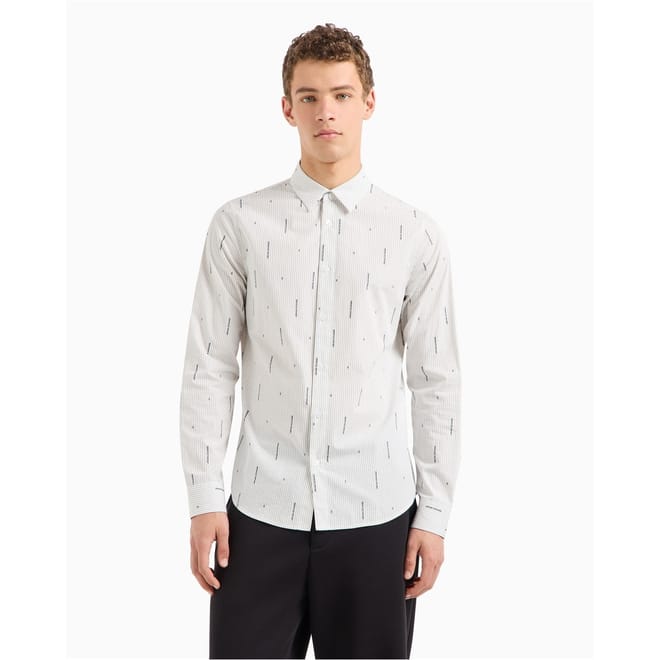 Stripe Logo Lettering Regular Fit Shirt