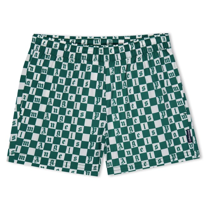 Lettering Checkerboard Swim Short