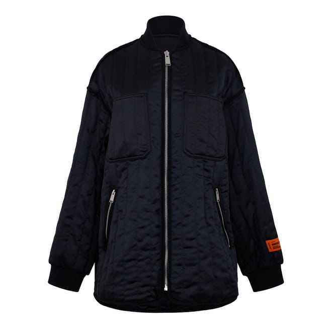 Heron Satin Mock Neck Bomber Jacket