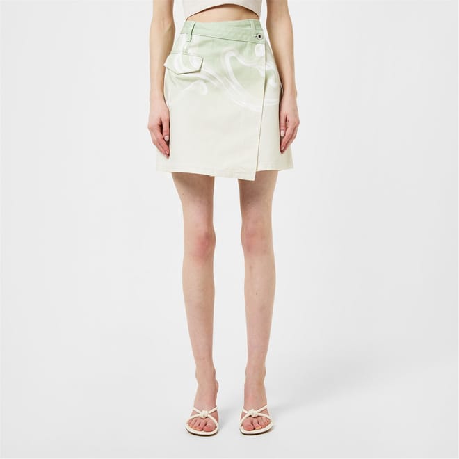 Mini Abstract Patterned Wrap Skirt