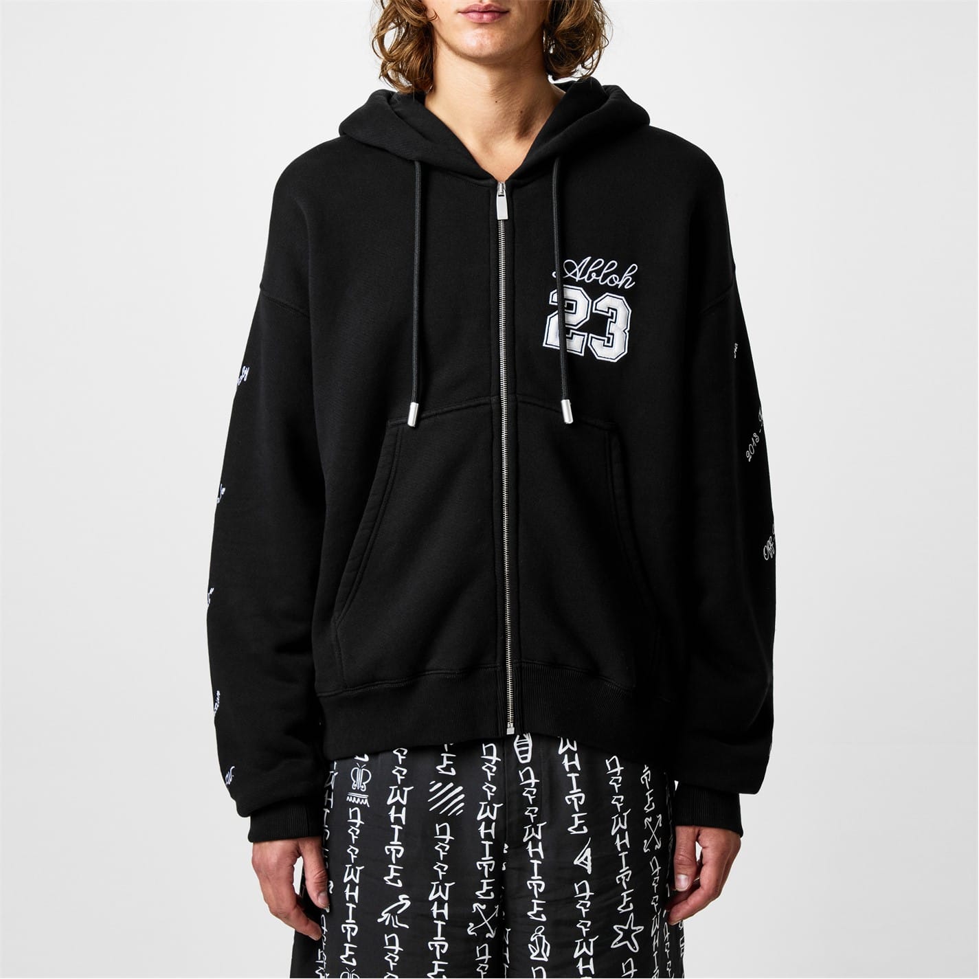 Black Off White 23 Logo Skate Zip Hoodie - Get The Label