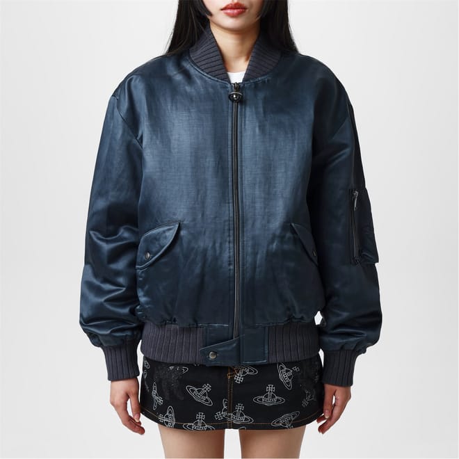 Bernardo Relaxed Fit Linen Blend Bomber Jacket.