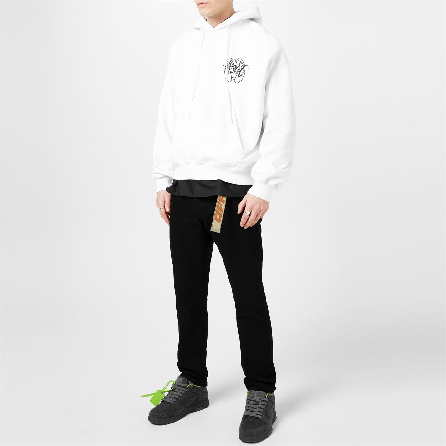 Black Off White Hand Arrow Hoodie Get The Label