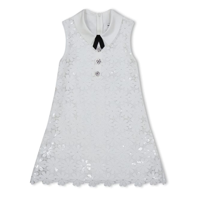 Self Sequin Collared Neck Mini A-Line Dress