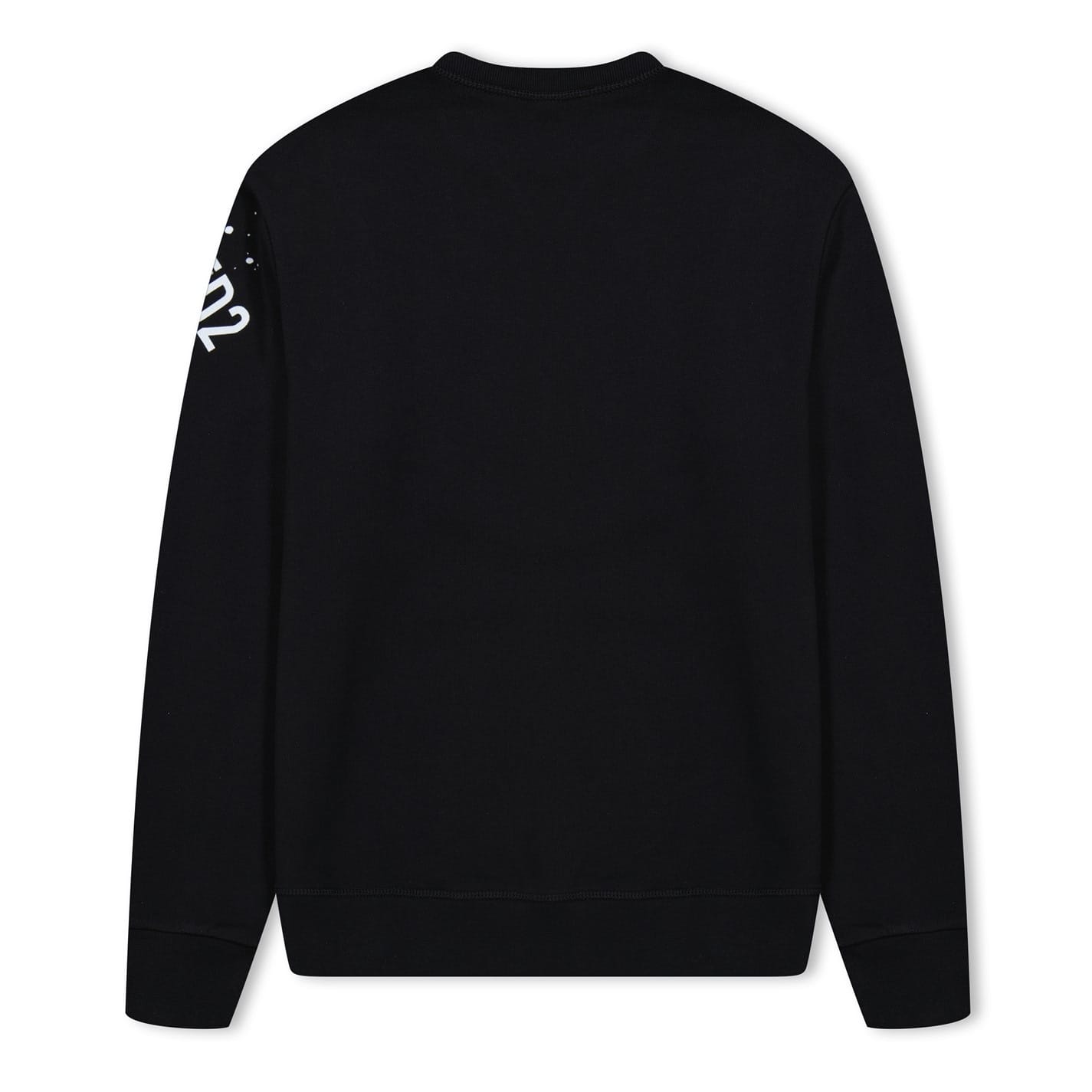 【関税&送料込】Dsquared2 Black Cotton Crewneck Sweatshirt W dsquared2-black-icon-splash-